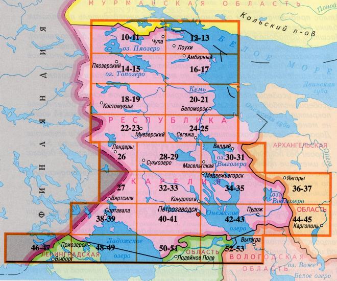 Подробная карта пяозера с названиями островов