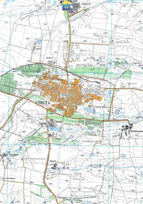 Топографическая карта элиста