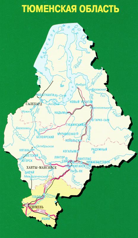 Карта тюменской области с границами других областей