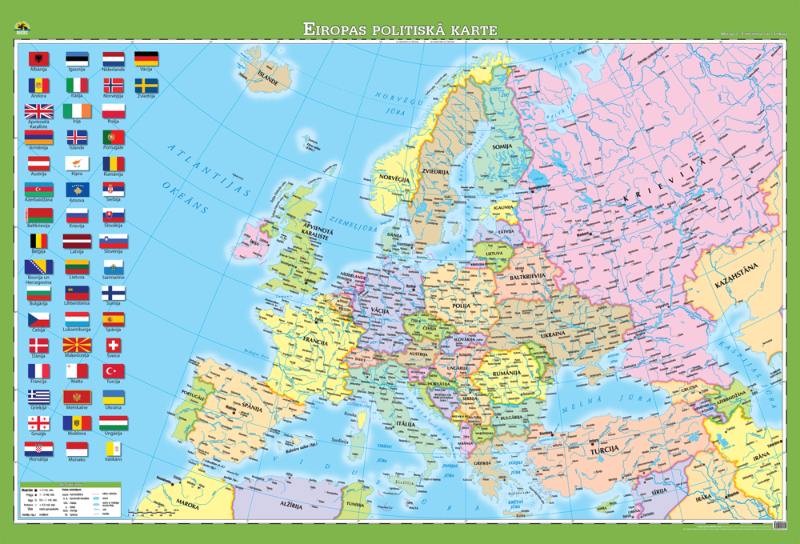 Eiropas politiskā karte (laminēta, ar līstēm)