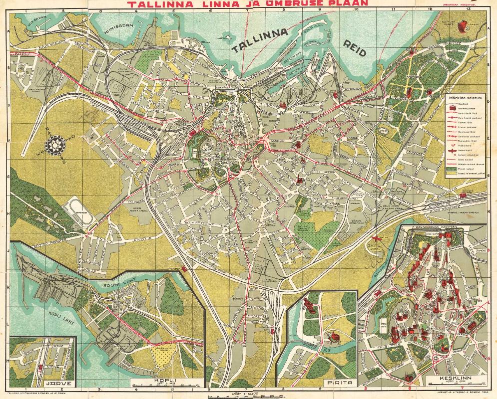 Antique - Antique: city plans (other) - Tallinna linna ja umbruse plaan  1930 (colour reprint)